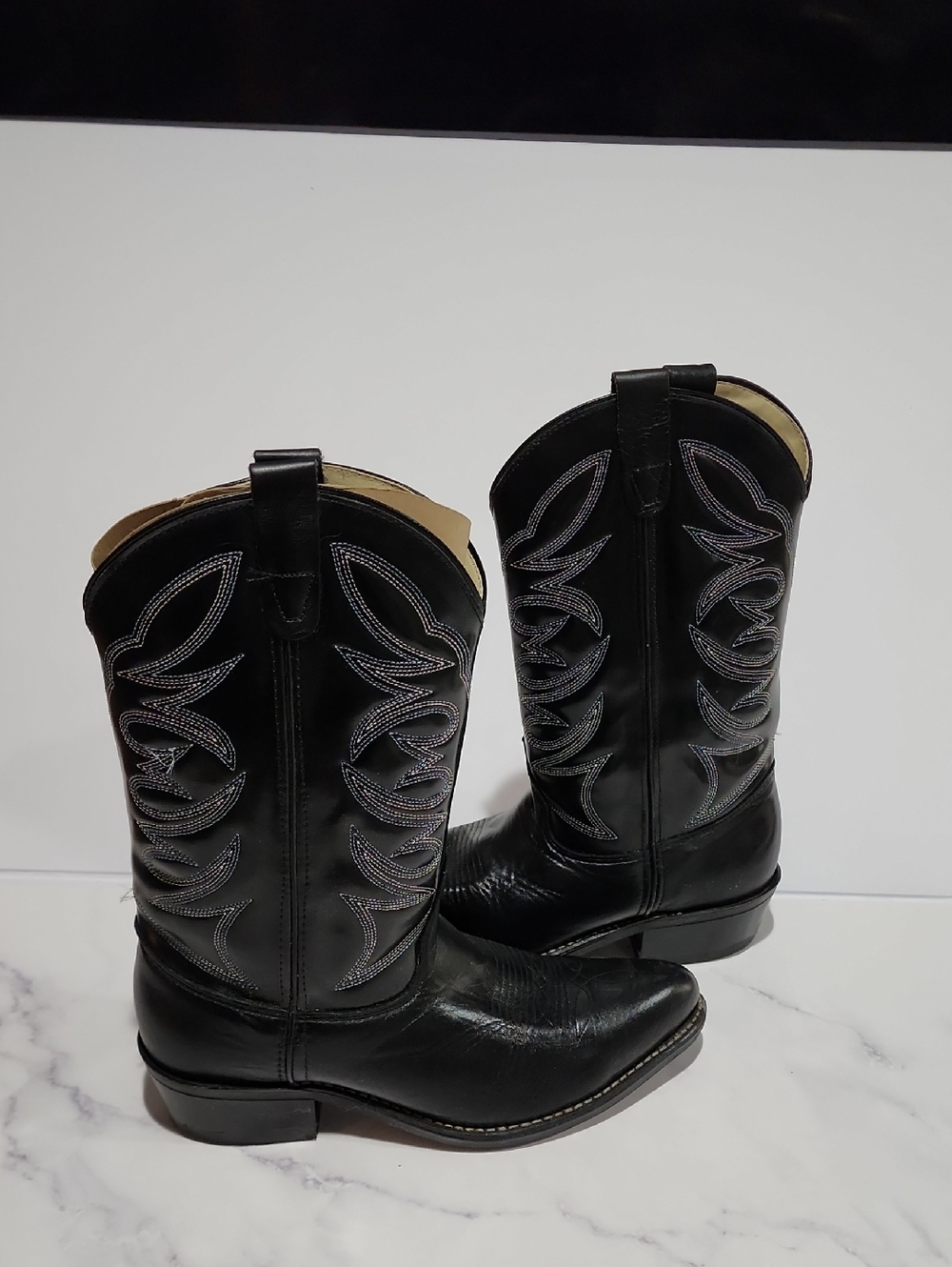 Iron Age Black Western Cowboy Boots Good Condition Made In USA